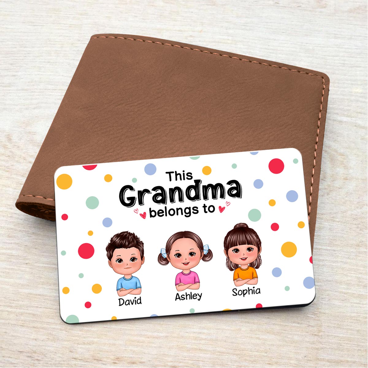 This Mom Grandma Dad Grandpa Belongs To Cute Doll Kids Personalized Metal Wallet Card