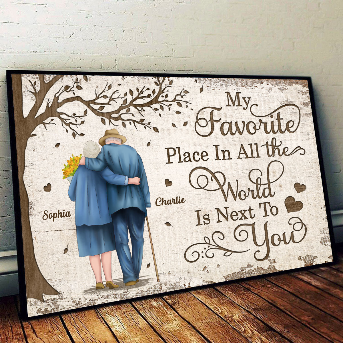 Favorite Place In All The World Old Couple Back View Personalized Poster