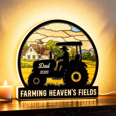 Farming In Heaven Memorial - Personalized Light Box - Memorial Keepsake For Family
