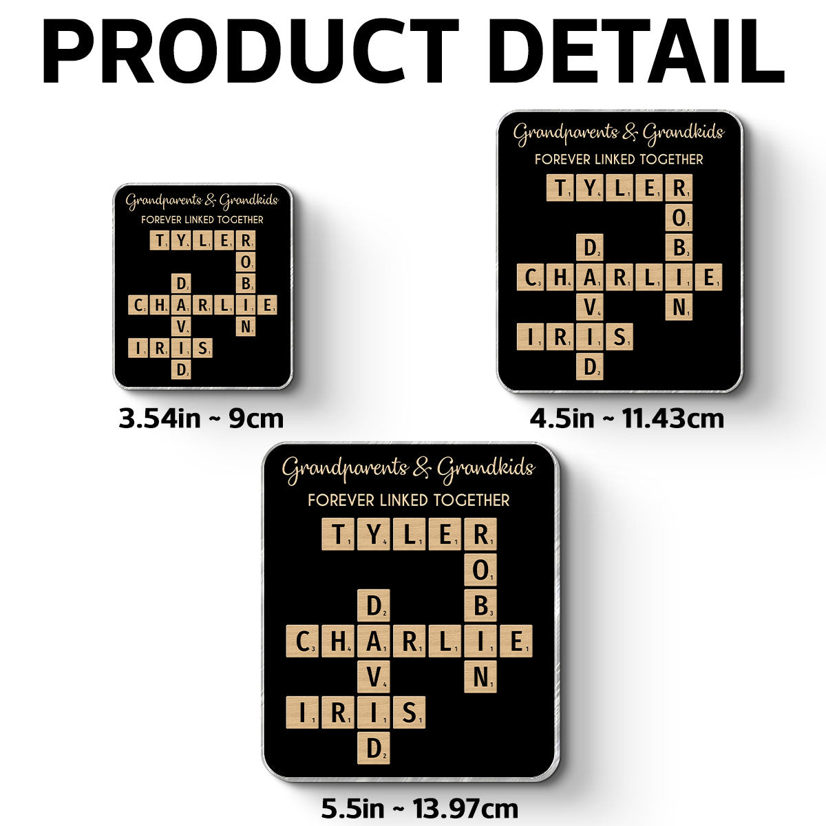 Grandparents & Grandkids Forever Linked Together Crossword Puzzle Personalized Acrylic Fridge Magnet, Gift For Large Family, Parent, Grandparents, Siblings, Brothers, Sisters