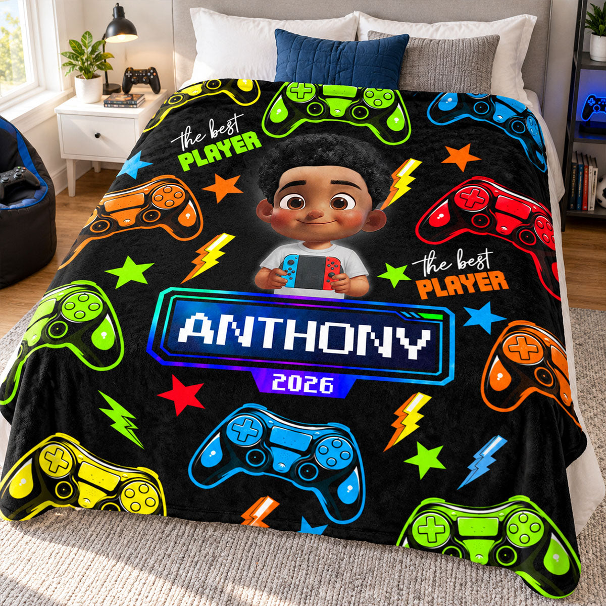 The Best Little Gamer Custom Name & Appearance - Personalized Fleece Blanket - Birthday Gift, Christmas Gift For Gamer Boys, Girls, Grandkids, Kids