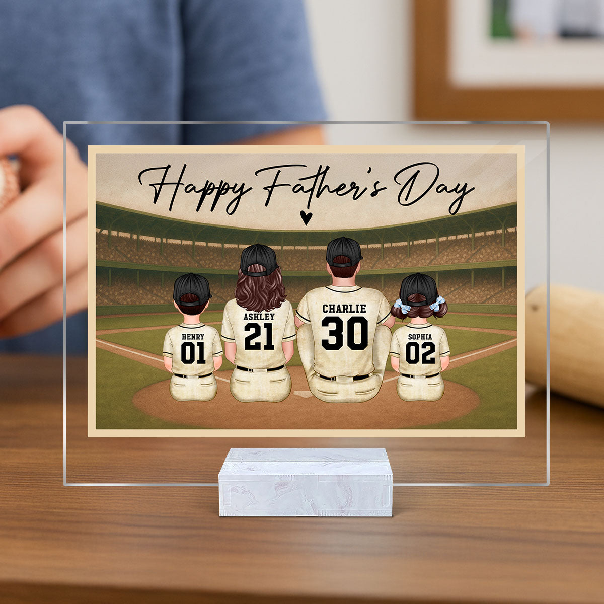 Retro Vintage Baseball Daddy's Dream Team Personalized Acrylic Plaque, Gift For Dad