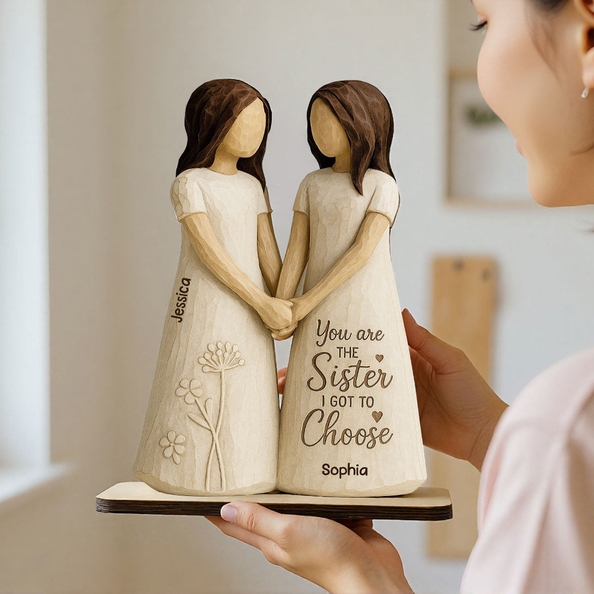 You Are The Sister I Got To Choose 3D Effect - Personalized 2-Layered Wooden Plaque - Gift for Besties, Best Friends