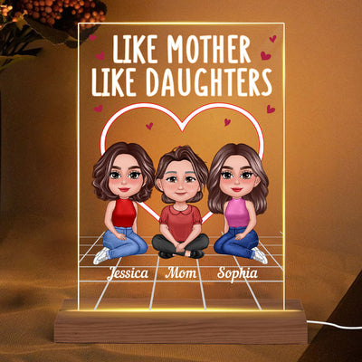 Pretty Doll Like Mother Like Daughter Neon Personalized Acrylic LED Night Light