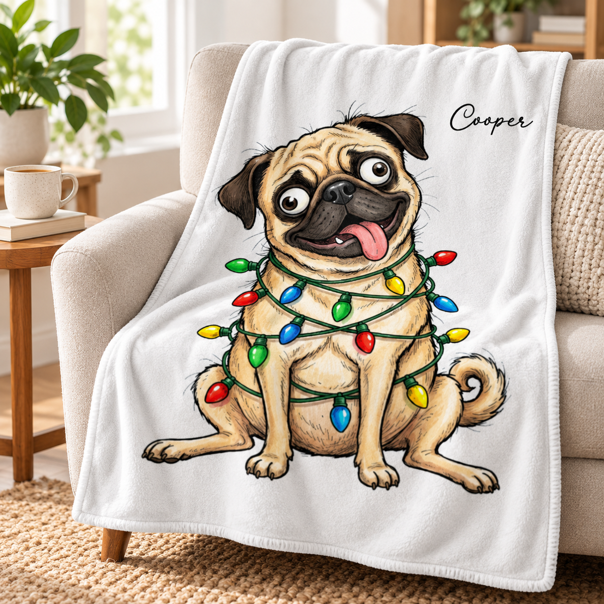 Custom Pet Portrait Quirky Silly Dog - Blanket - Funny Christmas Gift For Dog Lover