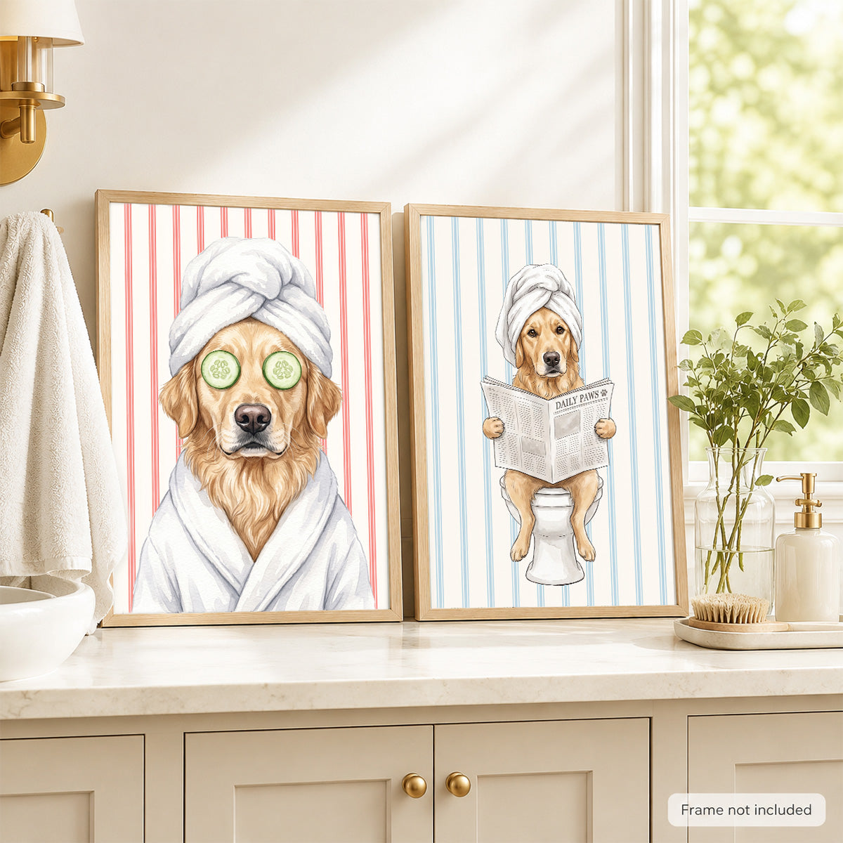 Custom Bathroom Pet Portrait From Photo - Personalized Poster - Funny Bathroom Decor For Pet Lovers
