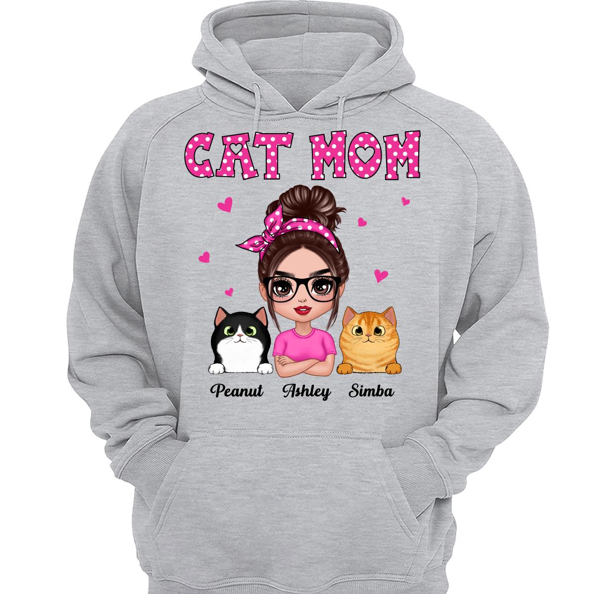 Colorful Polka Dot Pattern Doll Cat Mom Personalized Shirt