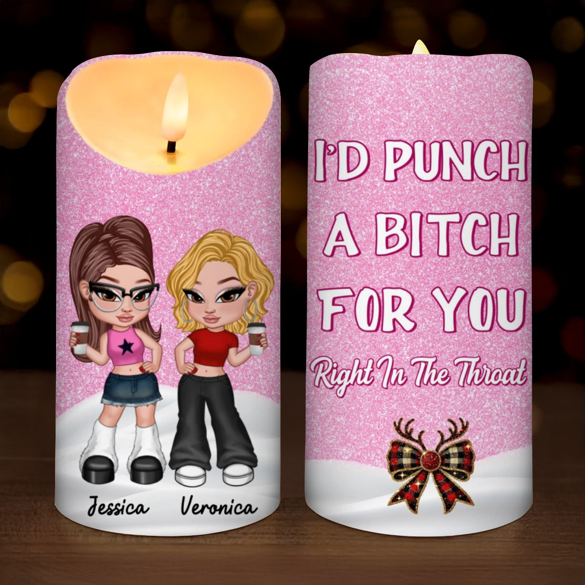 I'd Punch A Bitch For You Besties Gift Personalized LED Candle