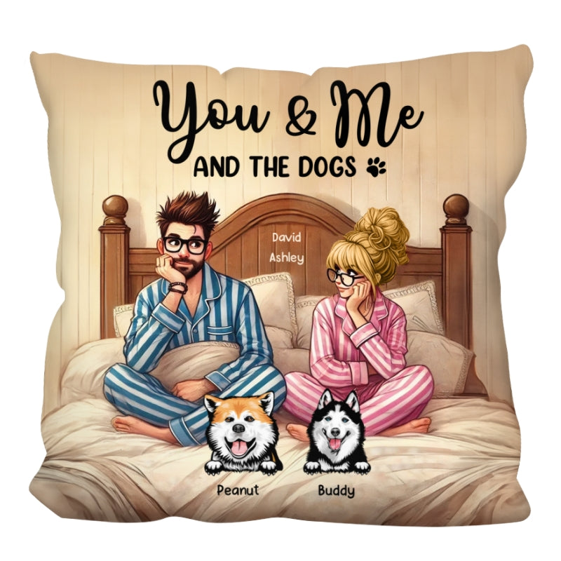 Couple And The Dogs Personalized Pillow, Anniversary Gift for him, Gift for her
