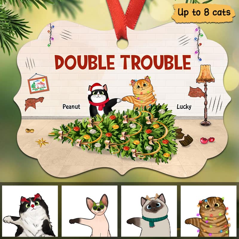 Naughty Cats Regret Nothing Personalized Christmas Ornament