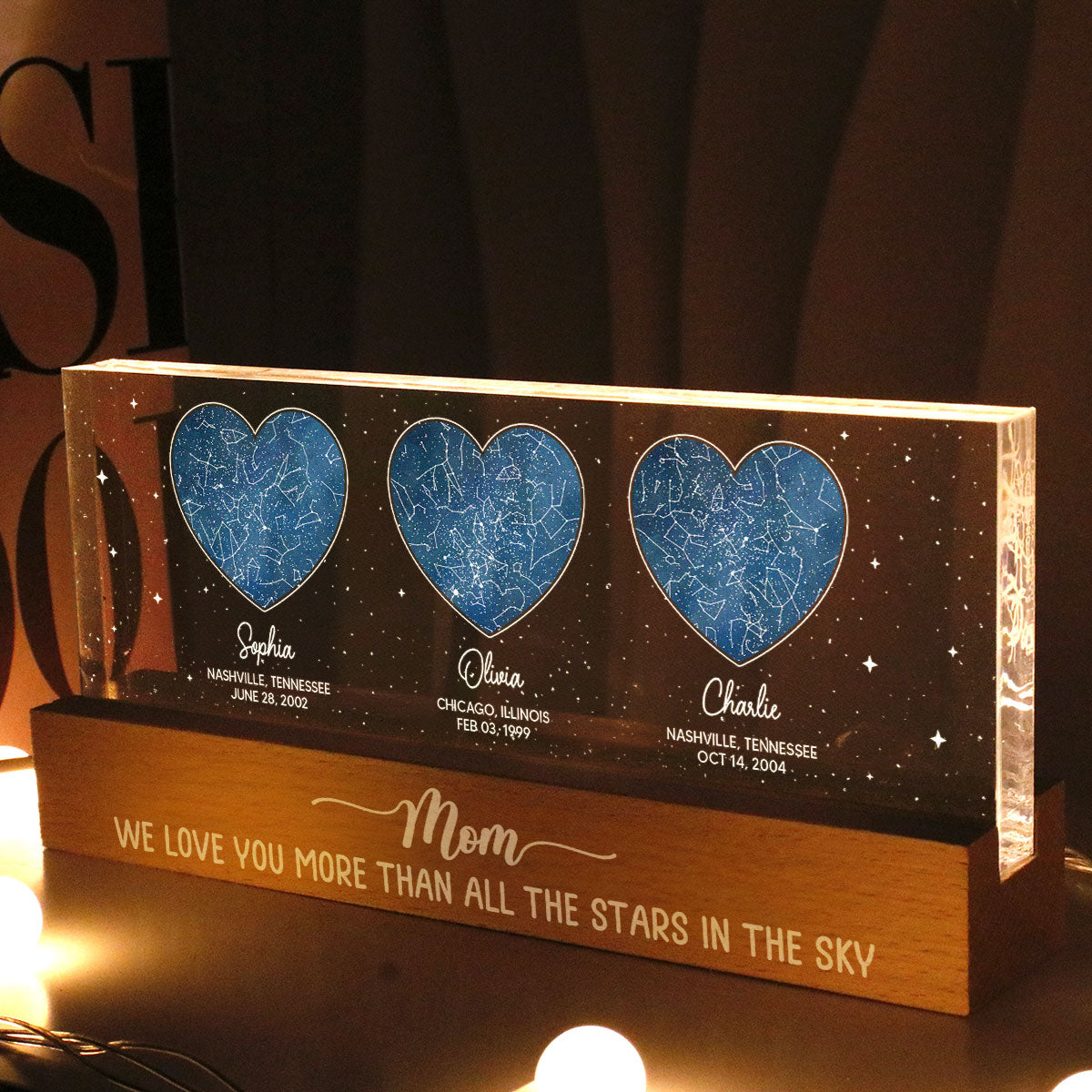 Under This Sky You Became Our Mom Custom Star Map Personalized Acrylic LED Night Light, Heartfelt Gift Birthday Gift Just Because Gift For Mom