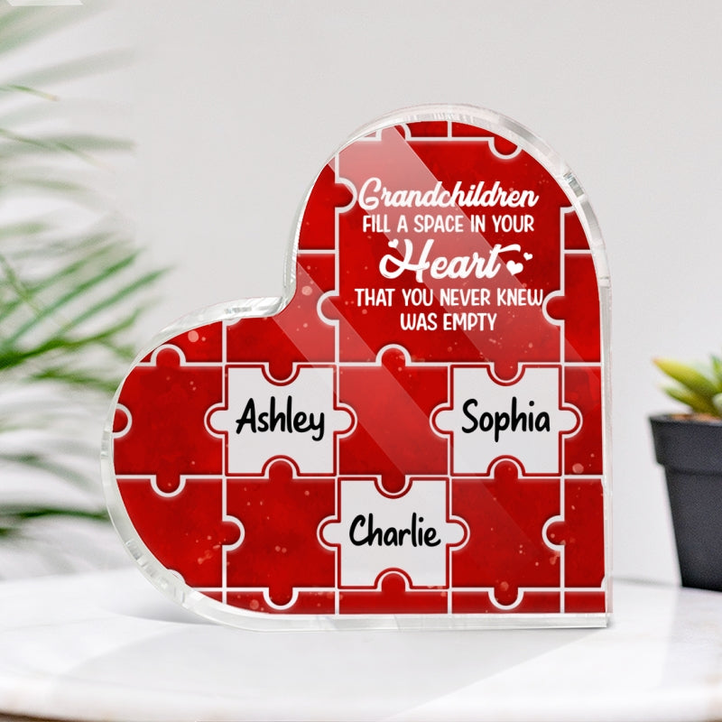 Grandchildren Fill A Space In Your Heart Grandma Mother‘s Day Gift Personalized Acrylic Heart Plaque