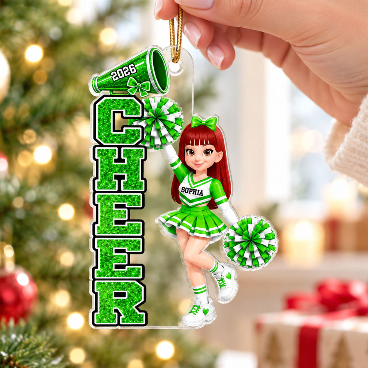 Beautiful Cheerleader Cheer - Personalized Acrylic Ornament - Christmas Gift For Cheerleaders, Daughter, Granddaughter