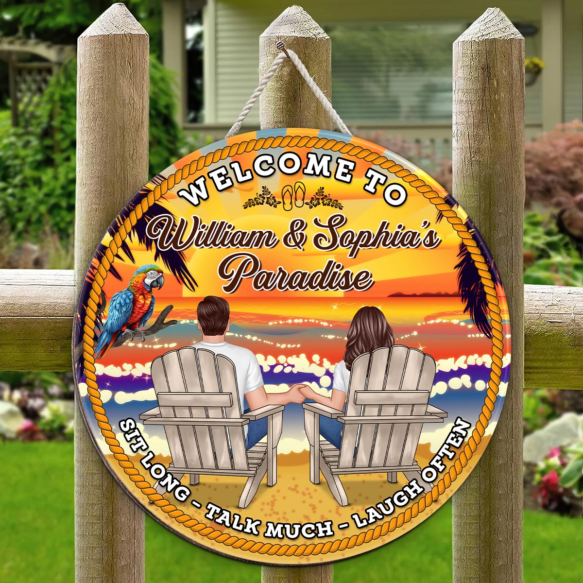 Sit Long Talk Much Bar Couple Sitting Personalized Wood Sign