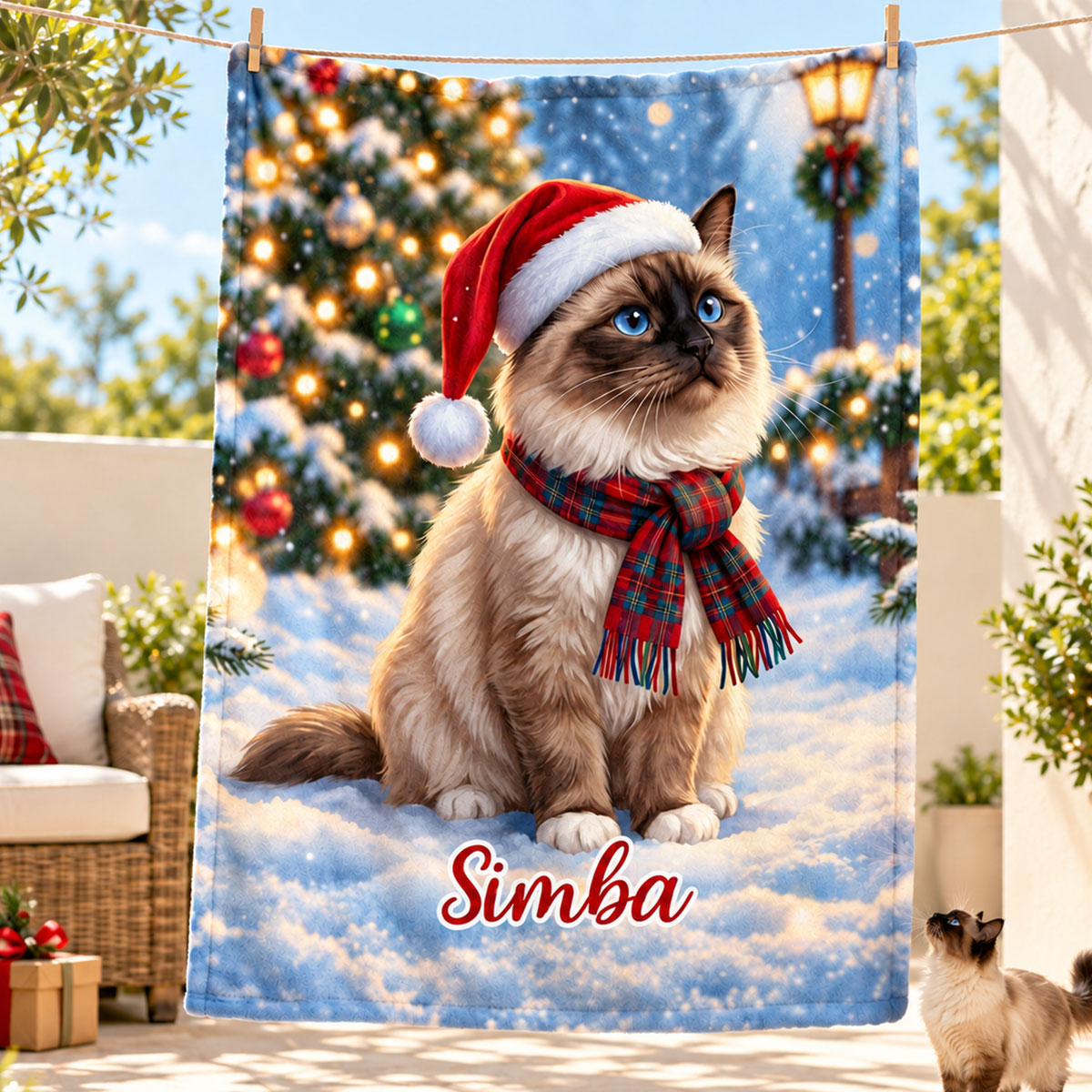 Winter Christmas Dog Cat Photo Upload - Personalized Blanket - Holiday Gift For Dog Lovers, Cat Lovers