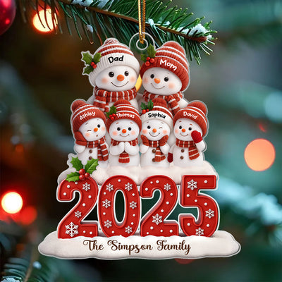 Family Snowman 2025 Togetherness - Personalized Acrylic Ornament - Christmas Gift for Husband, Wife, Christmas Decor