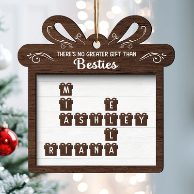 No Greater Gift Than Besties Sisters Friends Crossword Puzzle Art Personalized 2-Layer Wooden Ornament