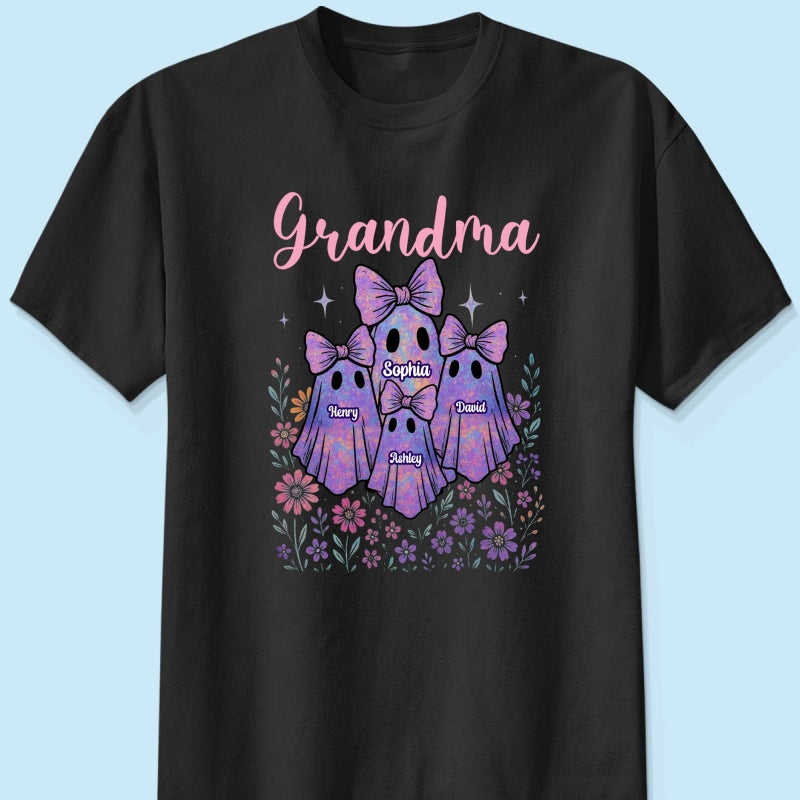 Grandma Mom Iridescent Cute Ghost Personalized Sweatshirt, Halloween Gift