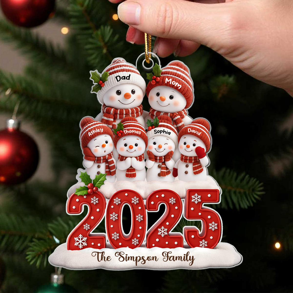 Family Snowman 2025 Togetherness - Personalized Acrylic Ornament - Christmas Gift for Husband, Wife, Christmas Decor