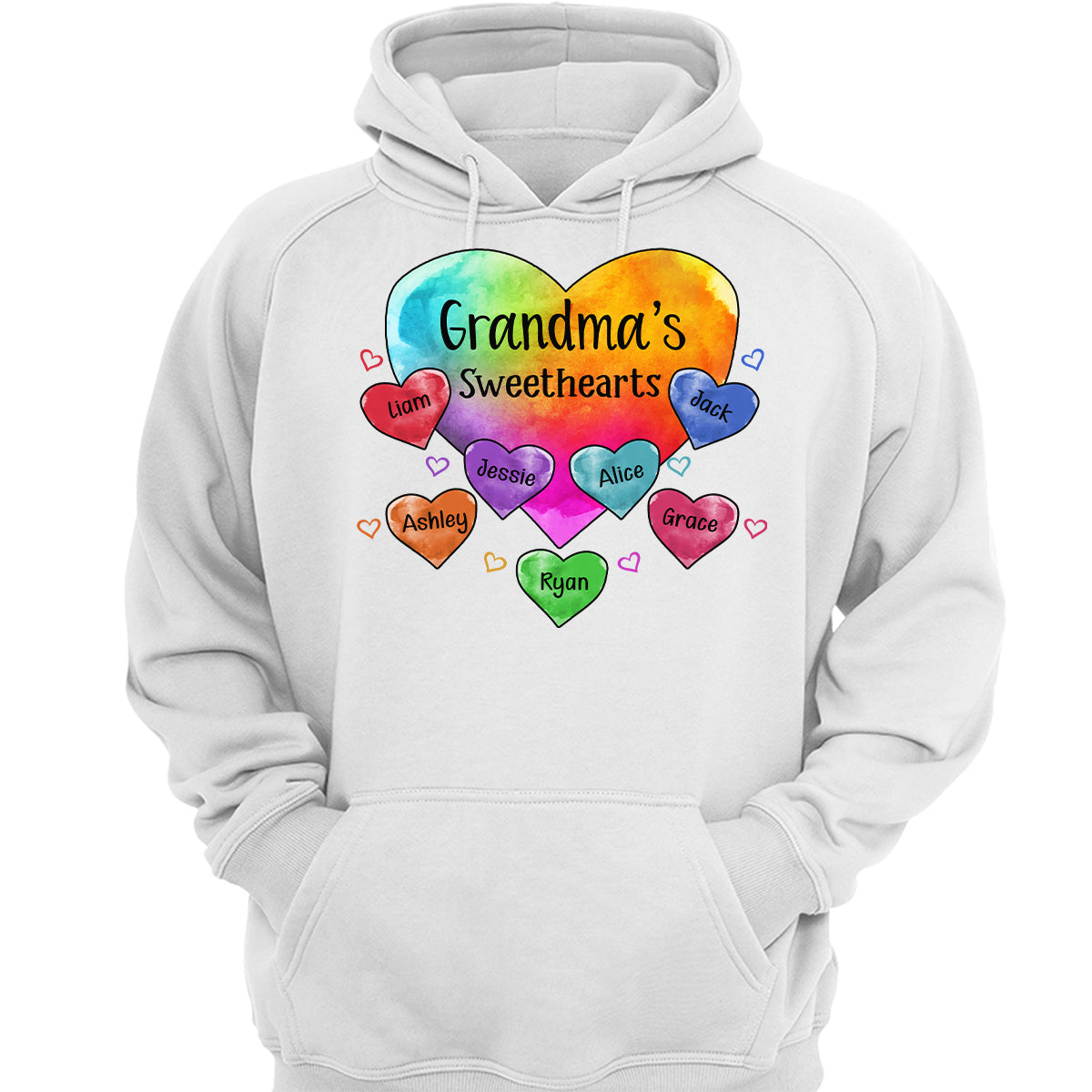 Grandma Sweethearts Pattern Personalized Light Shirt