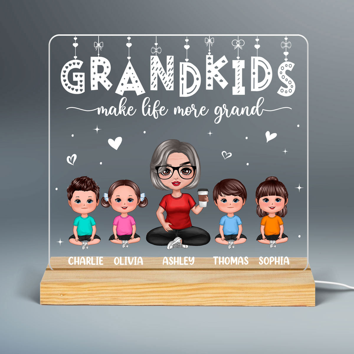 Grandkids Make Life Grand Personalized Custom Shape LED