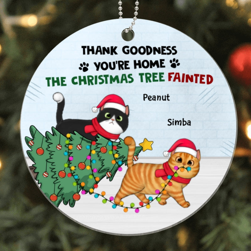 Walking Christmas Cat Christmas Tree Personalized Acrylic Ornament