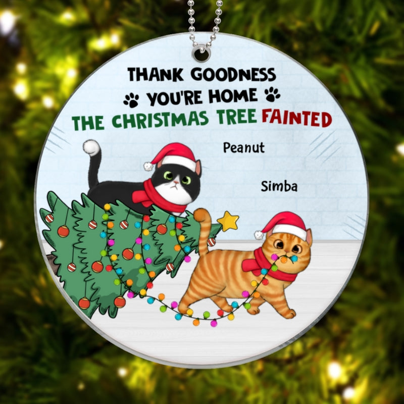 Walking Christmas Cat Christmas Tree Personalized Acrylic Ornament