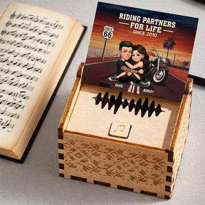 Riding Partners For Life Couple - Personalized Wooden Music Box - Anniversary, Valentine's Day Gift, Gift For Him, Gift For Her