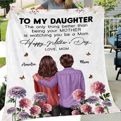 To My Daughter From Mom Happy Mother's Day Birth Flower Personalized Fleece Blanket, Gift For Daughter
