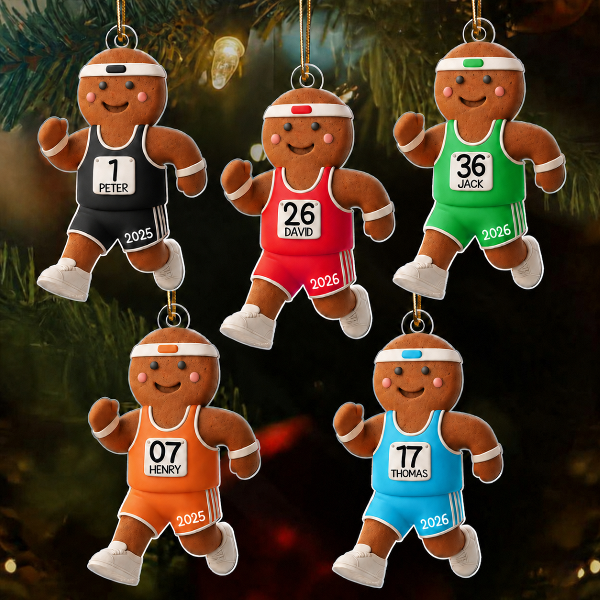 Runner Gingerbread Marathon - Personalized Acrylic Ornament - Unique Christmas Gift For Runners