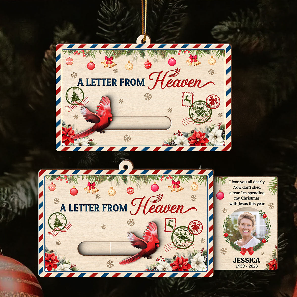 A Letter From Heaven Custom Photo - Personalized Slider Ornament - Meaningful Sympathy Gift Remembrance Keepsake