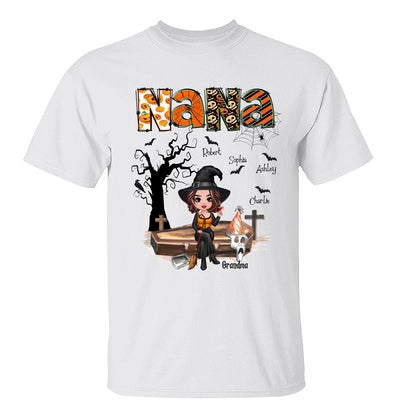 Halloween Grandma Mom Oranged Patterned Personalized Shirt