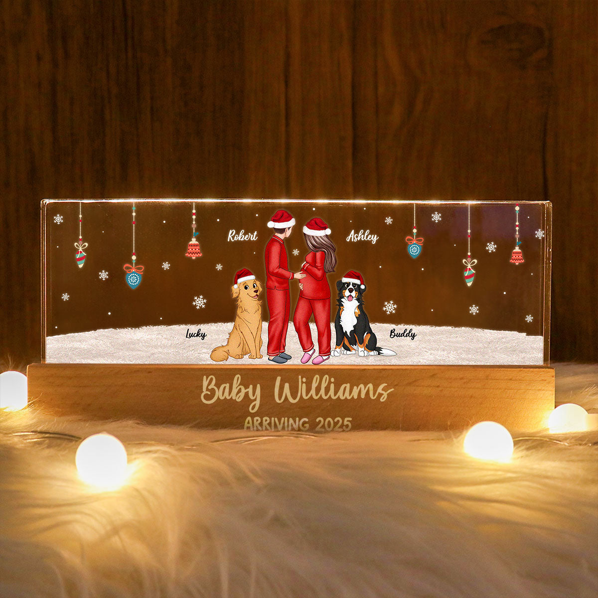 Personalized Pregnancy LED, Expecting Family Christmas Personalized Acrylic Block LED Night Light, New Mom Christmas Gift