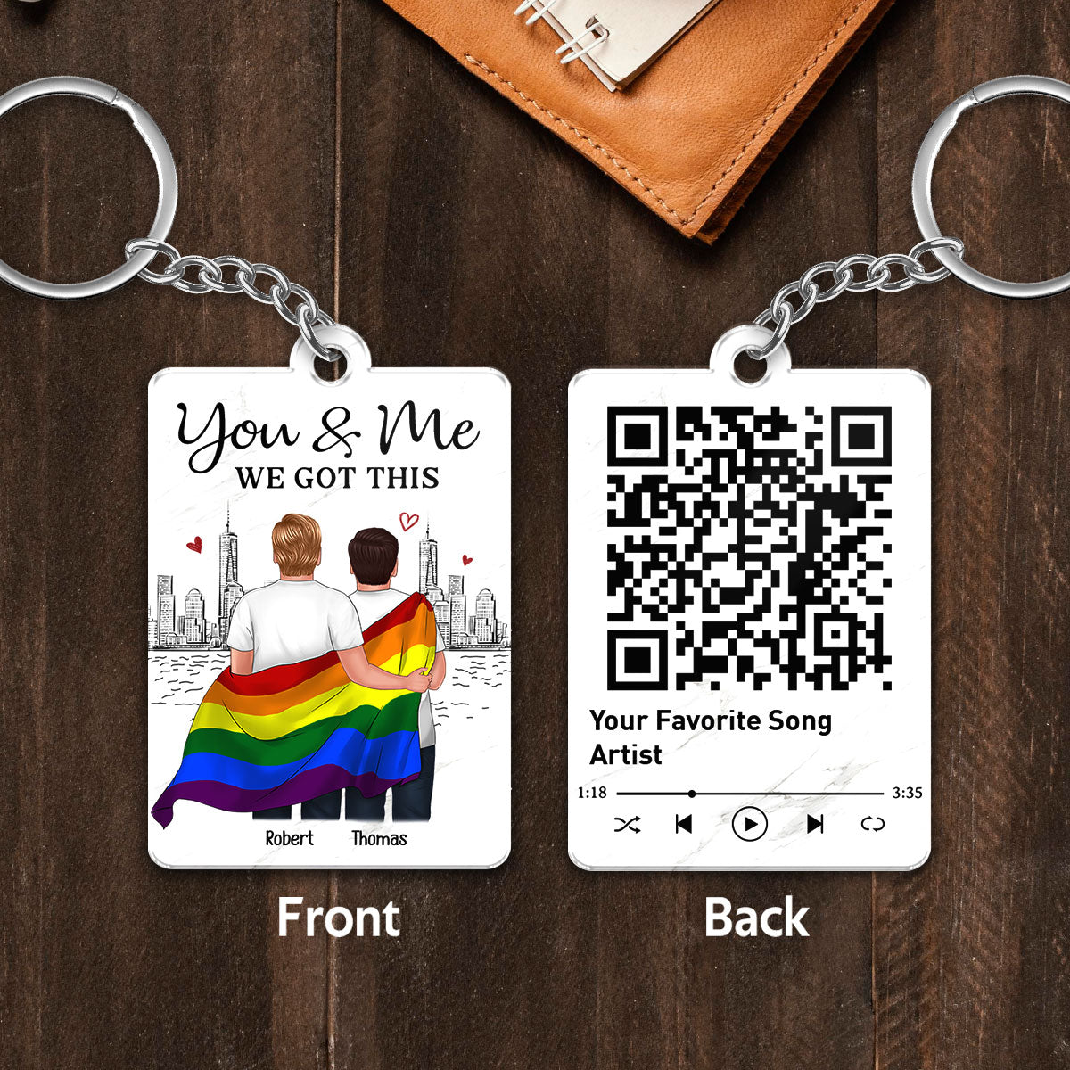 You're My Rainbow LGBT Couple Favorite Song QR Code Personalized Acrylic Keychain
