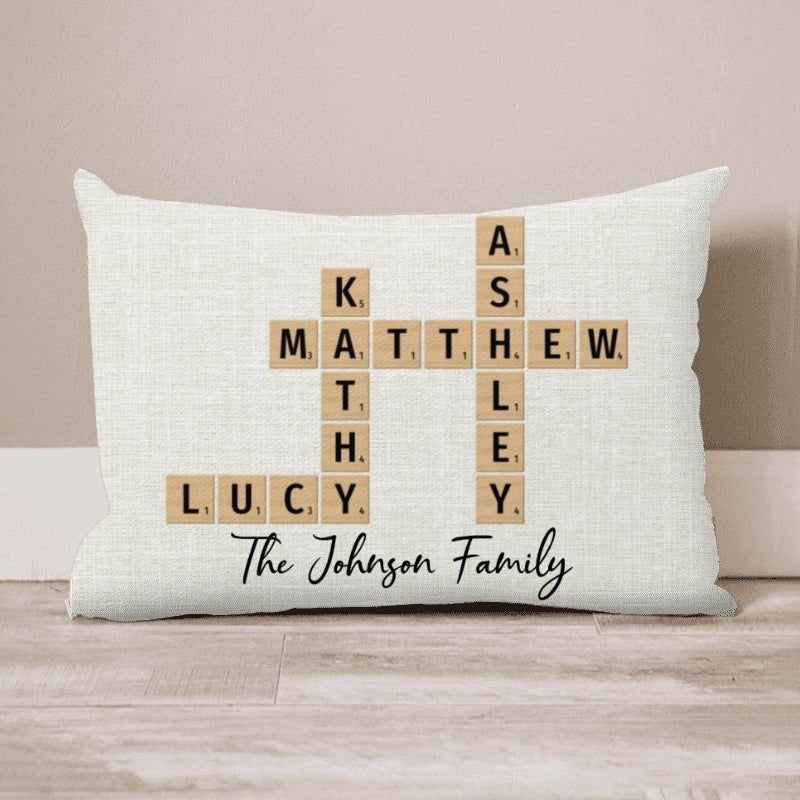Family Crossword Puzzle Art Family Bond Personalized Rectangle Pillow