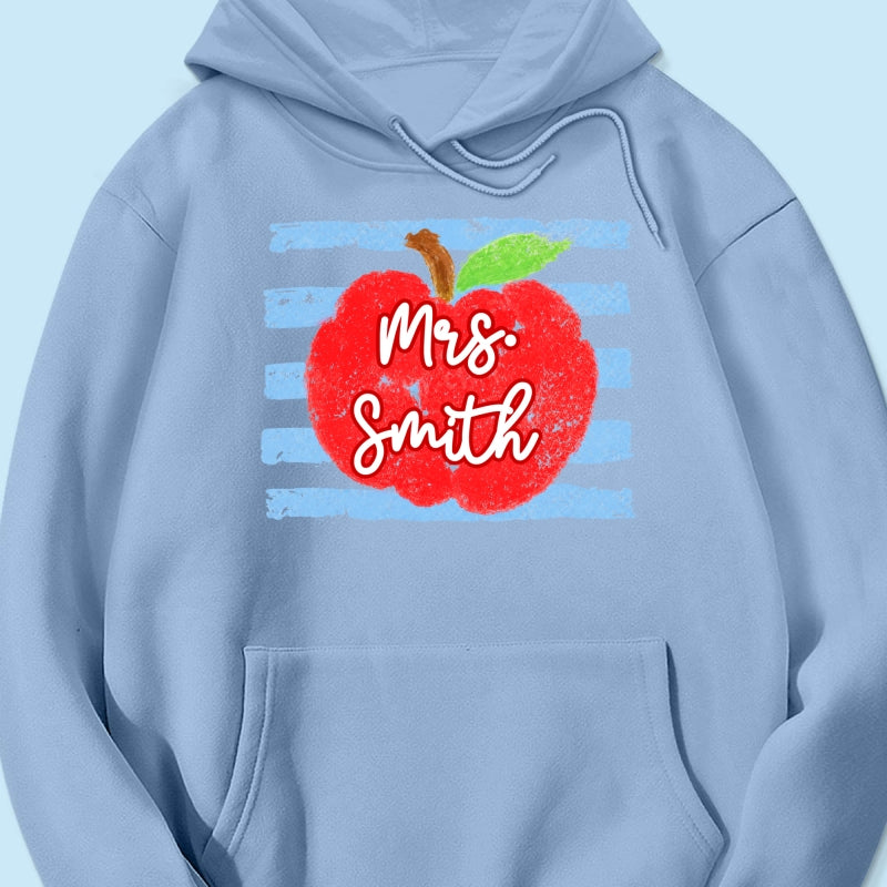 Coastal Apple Pencil Stripes - Personalized Shirt - Back To School Gift For Teacher