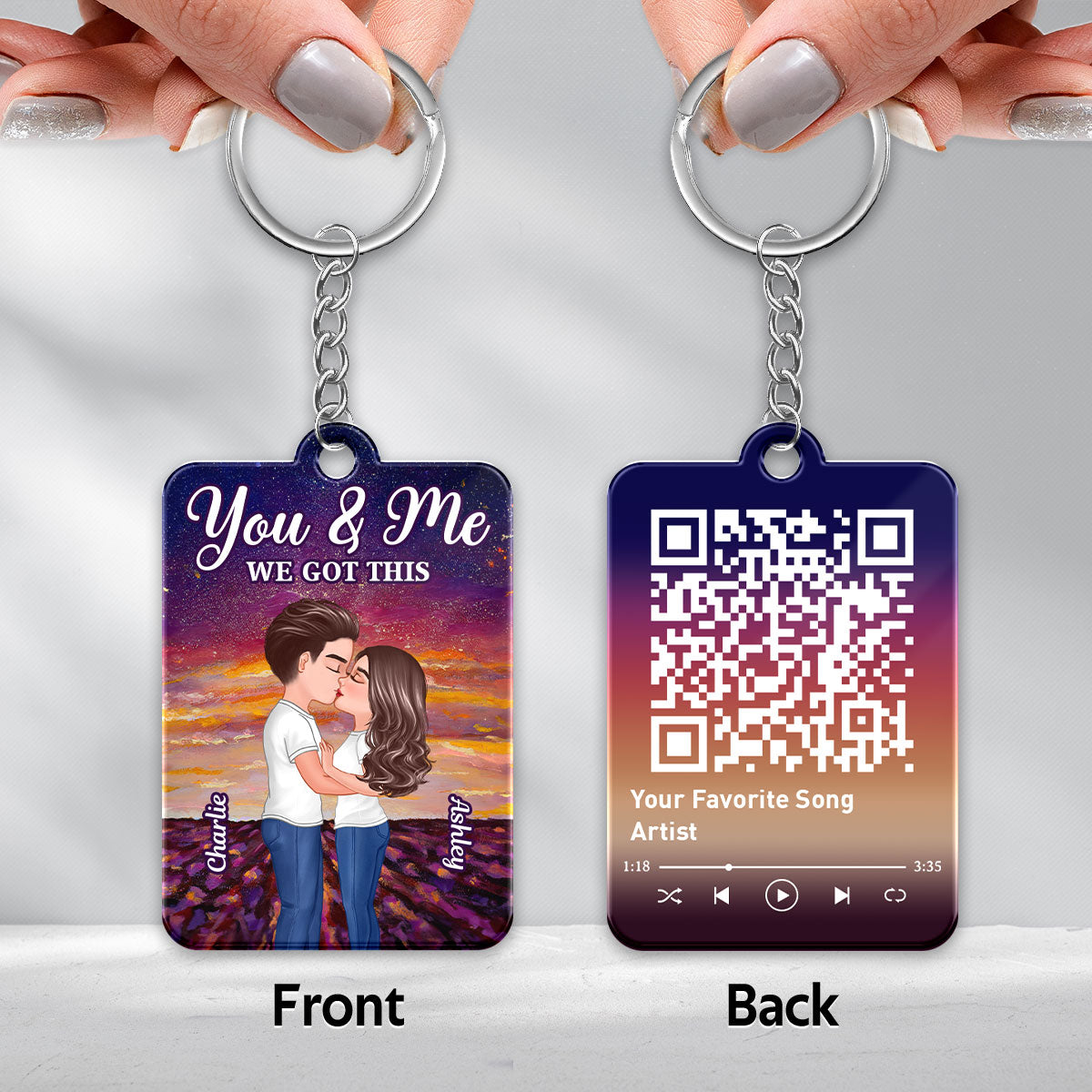 Doll Couple Kissing In Breaking Dawn Favorite Song QR Code Personalized Acrylic Keychain