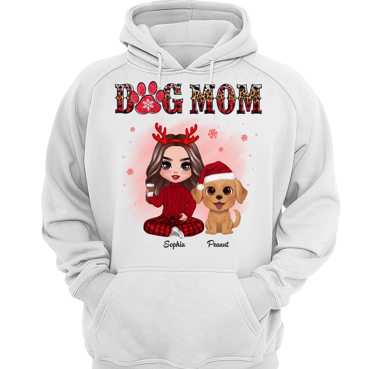 Leopard And Checkered Pattern Christmas Doll Dog Mom Watercolor Cute Dogs Personalized Shirt