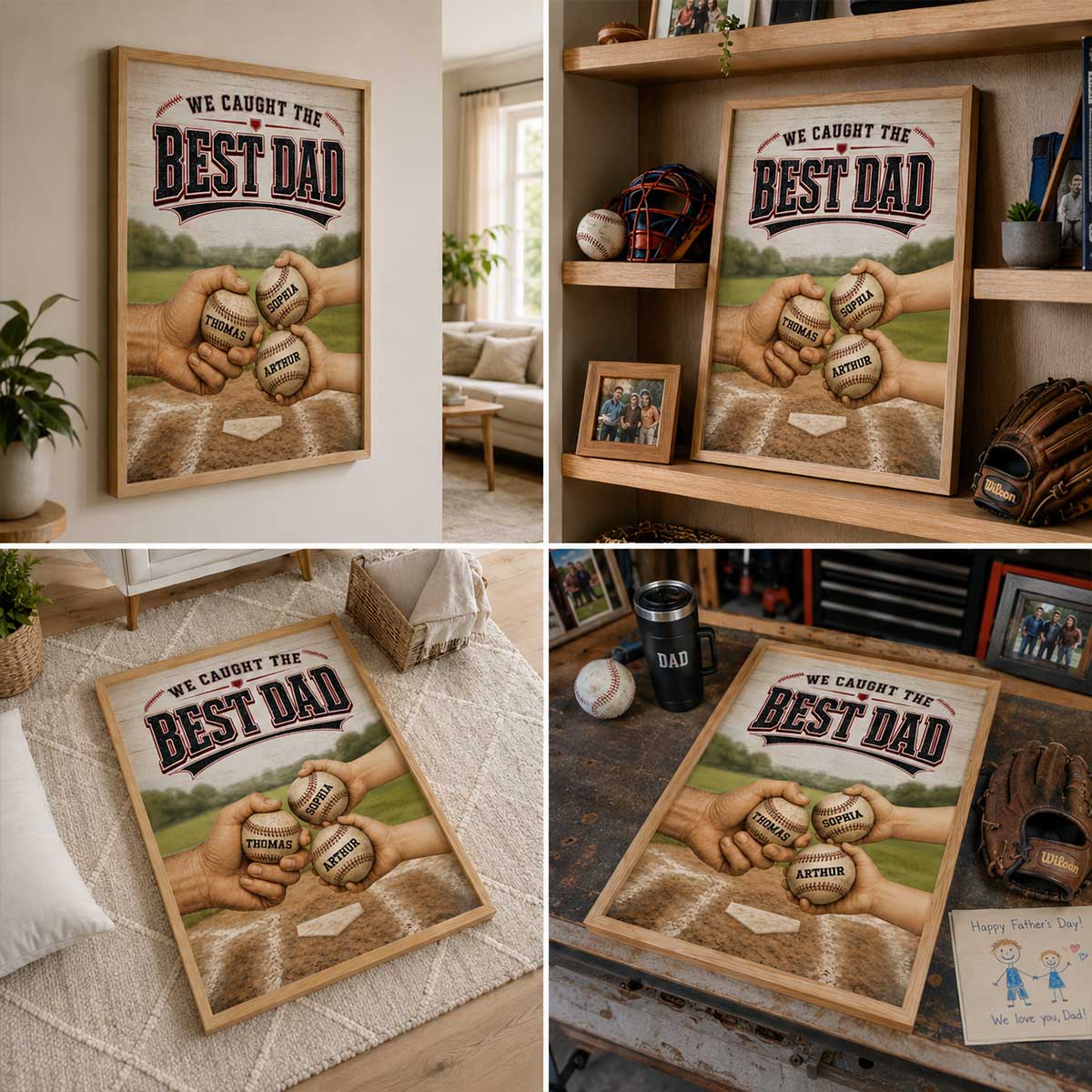 We Caught The Best Dad Baseball Fist Bump - Personalized Poster - Father's Day Gift For Dad