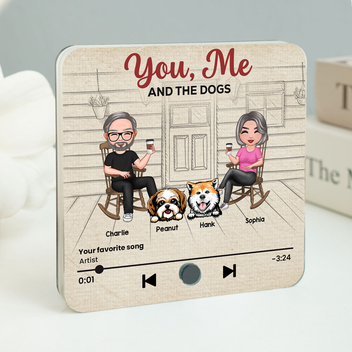 You Me We Got This Couple & Dogs Front Porch Personalized Music Fridge Magnet