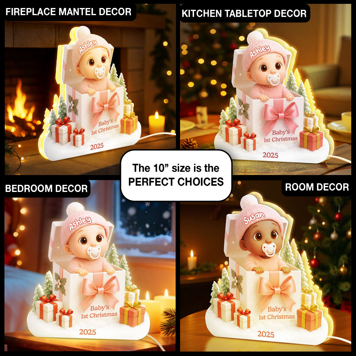 Baby's 1st Christmas Gift Box - Personalized Light Box - Christmas Keepsake for Baby, Newborn, Nursery Lamp