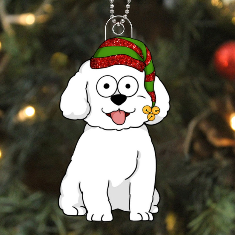 Funny Dogs Cartoon Sitting Christmas Personalized Acrylic Ornament