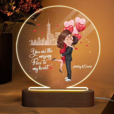 The Missing Piece To My Heart Personalized Circle Plaque LED Night Light