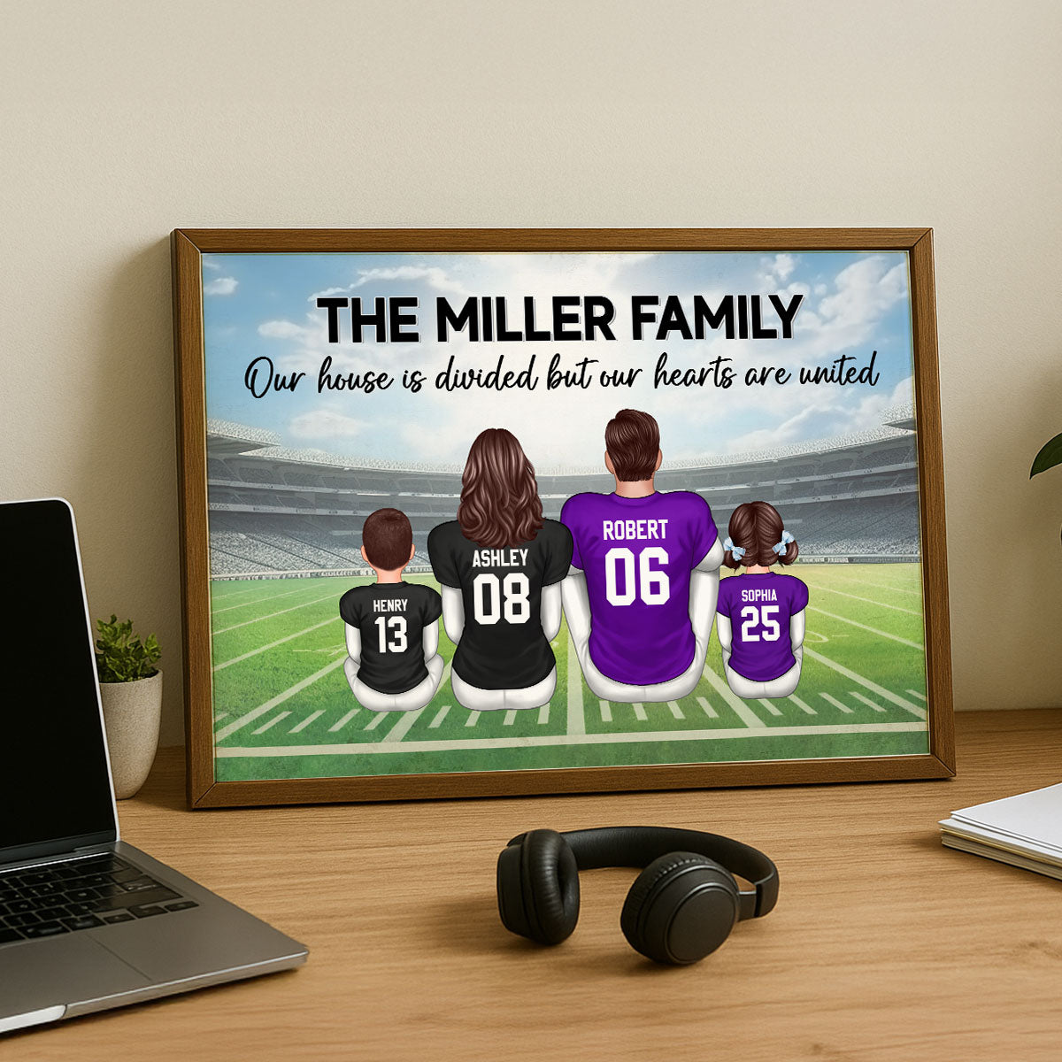 Home Sweet Rivalry House Divided Hearts United American Football Family Decor Personalized Poster