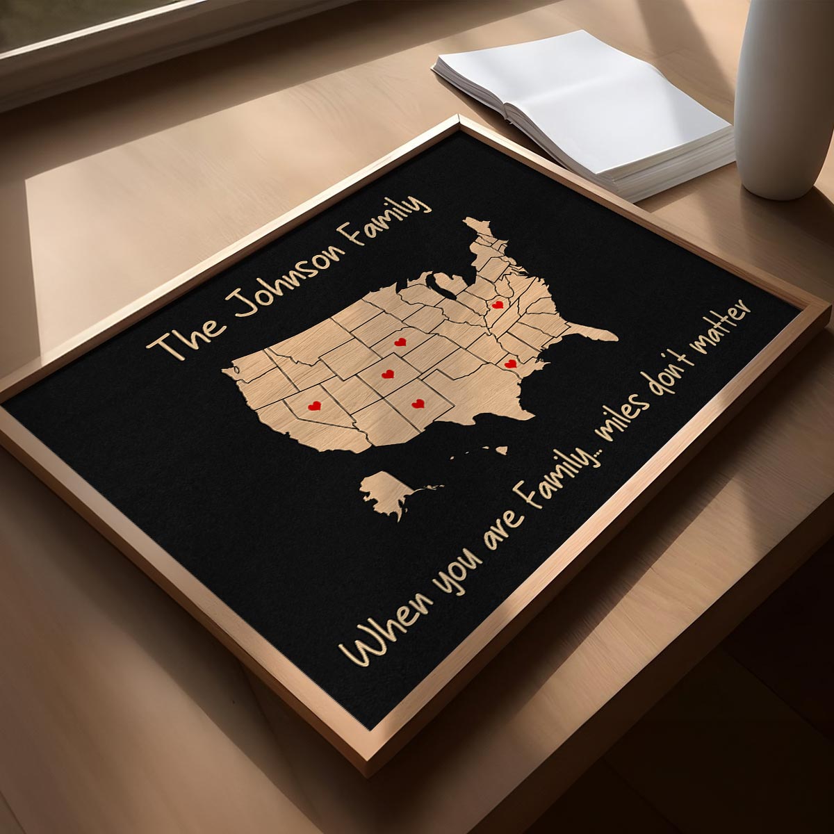 Family Close At Heart State Map Personalized Poster