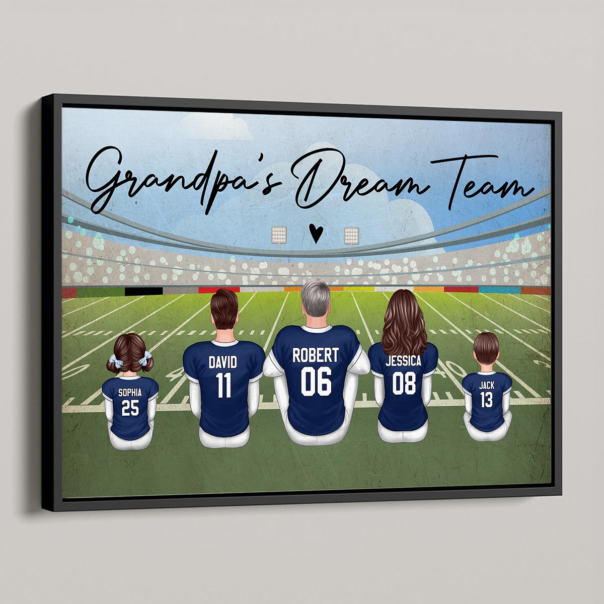 American Football GRANDPA DAD Dream Team Personalized Poster, Coolest Gift For Dad, For Grandpa, For Husband