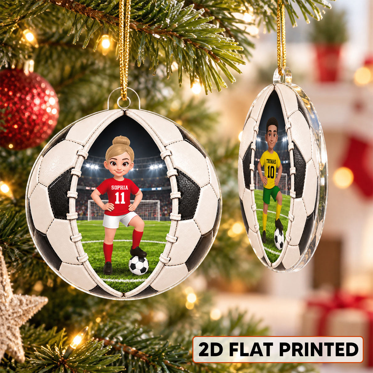 Soccer Ball Design - Personalized Acrylic Ornament - Christmas Gift For Daughter, Son, Grandkids