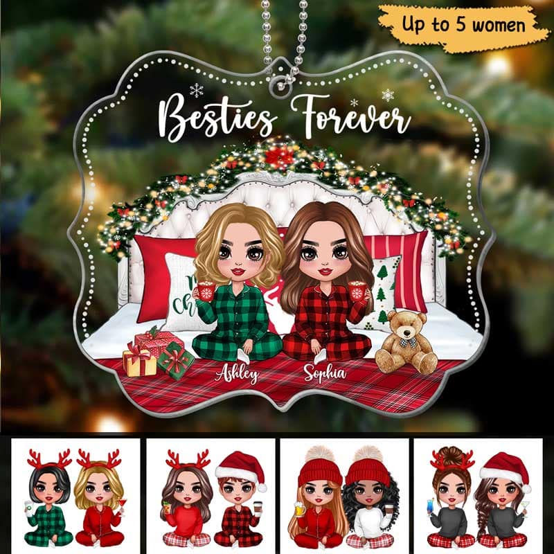 Doll Girls Best Friends Sisters On Bed Personalized Acrylic Ornament