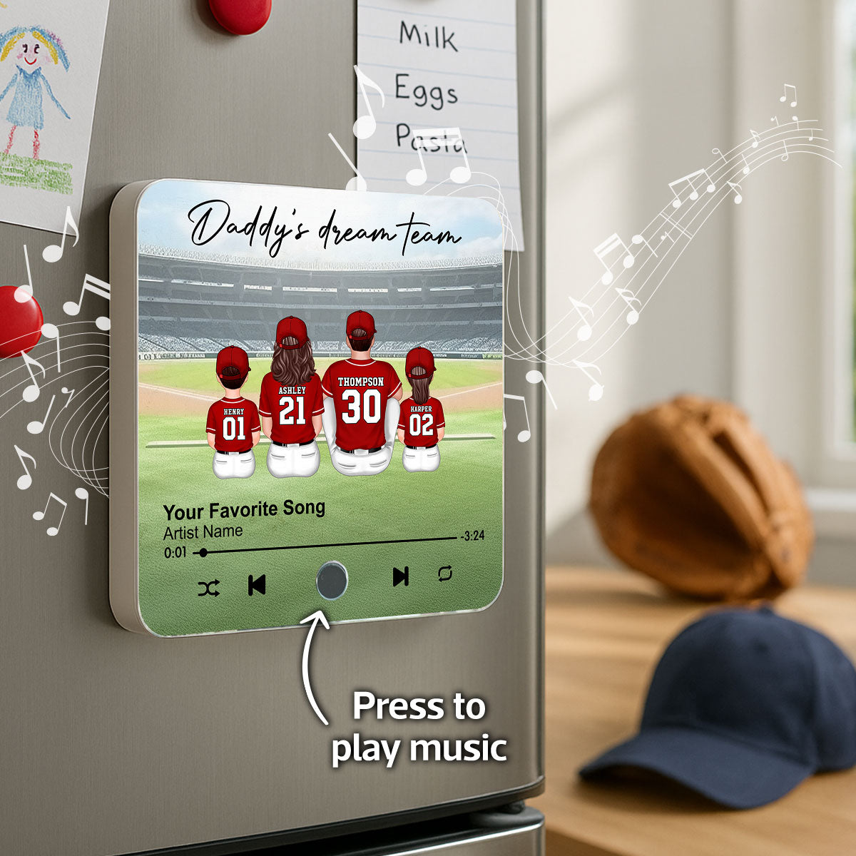 We Caught The Best Dad Man & Kids Sitting Personalized Music Fridge Magnet