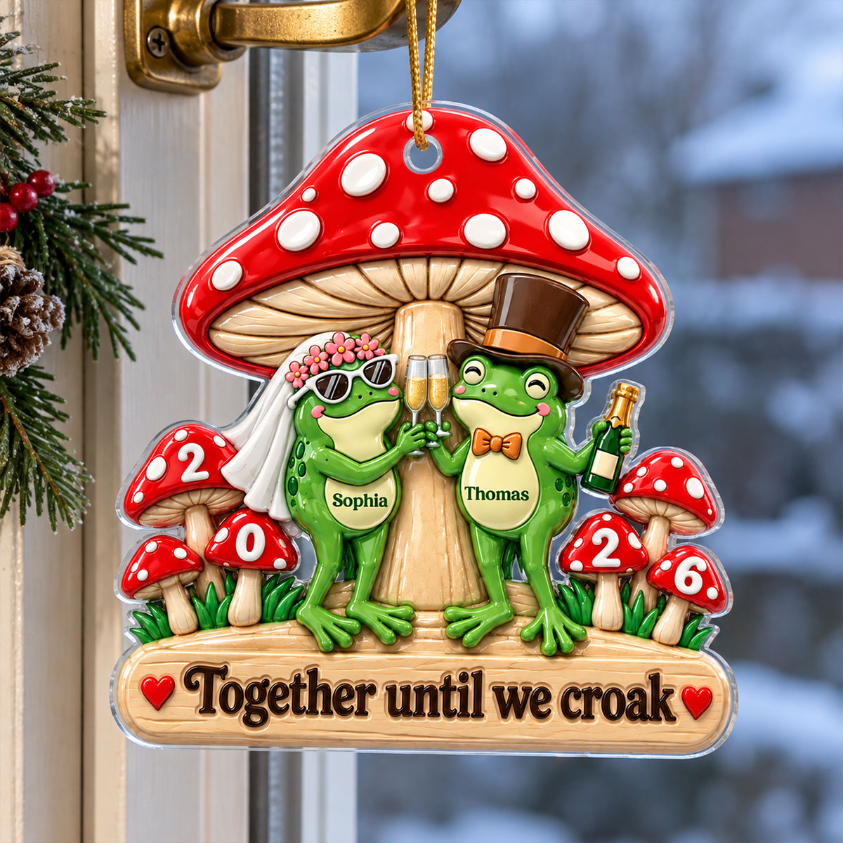 Together Until We Croak Couple 2D Flat - Personalized Acrylic Ornament - Togetherness Keepsake, Wedding, Bridal Shower Gifts, Anniversary & Engagement Gift